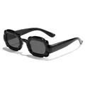 Kids wavy bubble rectangle sunglasses in gloss black finish for outdoor sun protection - Black Frame Grey Lens