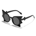 Neuartige Fledermaus-Sonnenbrille für Kinder in Schwarz, faltbare Y2K-Hip-Hop-Mode-Brille - Schwarzer Rahmen Graue Gläser