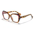 Modische Anti-Blaulicht-Brille für Damen mit polygonalem Schildpatt-Rahmen und Design - Tortoise Red Blue