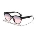 Occhiali da sole cat eye neri con lenti sfumate rosa eleganti per donna stile di strada - Montatura Nera Lente Grigia Rosa