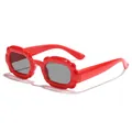 Kids red bubble frame rectangular sunglasses with grey lenses for outdoor sun protection. - Red Frame Grey Lens