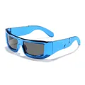 Occhiali da sole cyberpunk per bambini con montatura quadrata blu metallizzato spessa - Lente Grigio Blu Galvanizzato (8897)