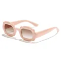 Trendy kids rectangular bubble frame sunglasses featuring a soft macaron pink finish - Orange Pink Frame Tea Lens