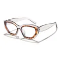 Modische Katzenaugen-Blaulichtfilter-Brille mit transparent grauem Schildpatt-Rahmen - Cat-Eye / Transparent Grau Schildpatt