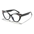 Occhiali gatto vintage neri anti-luce blu per donna con dettagli decorativi sulla montatura - Nero Caffè Bianco