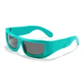 Occhiali da sole Y2K per bambini con montatura spessa quadrata color petrolio trendy - Montatura Verde Lente Grigia (8897)