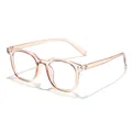 Monture de lunettes rose transparent rétro carrée avec rivets - Monture Thé Translucide Verres Transparents