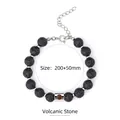 Schwarzes Lavastein-Armband mit verstellbarer silberner Verlängerungskette - 20cm / Lavastein