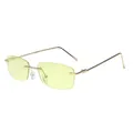 Vintage rimless square sunglasses with light yellow tinted lenses and gold frame - Light Yellow / Gold Frame