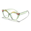 Elegante montatura occhiali da gatta trasparente verde con accenti colorati per donna - verde trasparente