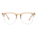 Gafas retro de media montura para niños contra la luz azul en color miel claro. - Té Transparente
