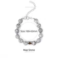 Verstellbares Armband aus grauen Landkarten-Jaspis-Steinen mit Metallelement für Damen und Herren - 18cm / Landkartenstein