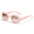 Trendy pink bubble rectangle kids sunglasses with macaron finish and gradient lenses - Pink Frame Tea Lens