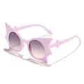 Kinder Sonnenbrille Fledermaus-Design in Rosa mit lila Verlaufsgläsern für Y2K-Stil. - Lila Rahmen / Verlaufsgrau