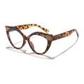 Occhiali da vista retro cat-eye anti-luce blu in fantasia tartarugata - 豆花咖蓝