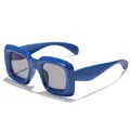 Occhiali da sole per bambini blu a montatura quadrata spessa con effetto 3D gonfiabile - Montatura Blu Lenti Grigie