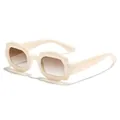 Stylish children's bubble rectangle frame sunglasses in a macaron cream white finish - Rice White Frame / Tea Lens