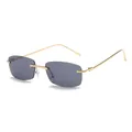 Vintage rimless rectangular sunglasses with gold metal frame and grey ocean lenses - Grey Lens / Gold Frame