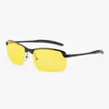 Night vision driving sunglasses featuring yellow lenses and a black semi-rimless frame - Black Frame Polarized Night Vision Lens