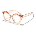 Occhiali anti-luce blu gatto vintage da donna, montatura champagne e dettagli rossi - Marrone trasparente