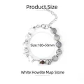 White howlite and grey map stone beaded bracelet with 50mm adjustable extender chain - 18cm / Howlite + Map Stone