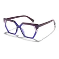 Montatura per occhiali poligonali color-block anti-luce blu per le donne alla moda - Viola e Viola Trasparente Patchwork