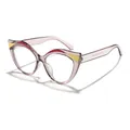 Occhiali cat-eye anti luce blu con elegante montatura viola traslucida per donna - 透灰红黄