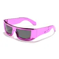 Occhiali da sole cyberpunk rosa per bambini con montatura quadrata spessa stile Y2K - Montatura Viola Galvanizzato Lente Grigia (8897)