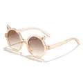 Cute kids round cat ear sunglasses with glitter peach frame for girls - Glitter Tea Gradient Tea