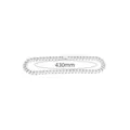 Sleek minimalist stainless steel Cuban link necklace in silver tone, 430mm total length - 43cm / White