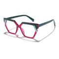 Occhiali anti-luce blu geometrici multicolore con montatura rosa e verde chic - Verde e Rosso Patchwork