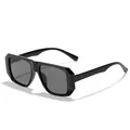 Lunettes de soleil carrées vintage avec une monture noire épaisse et verres teintés - Noir Brillant Lentille Grise