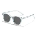 Lunettes de soleil rétro carrées avec monture transparente et verres gris pour l'extérieur - Monture Grise Transparente Verres Gris
