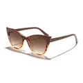Vintage cat-eye sunglasses in brown and tortoise shell color-block design - Cat Eye Shape / Coffee Tortoise Patchwork (Brown Lens)