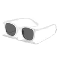 Lunettes de soleil rétro carrées à monture blanche avec accents de clous et verres noirs. - Monture Blanche Verres Gris