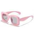 Occhiali da sole rosa quadrati per bambini con design spesso e alla moda - Montatura Rosa Lente Grigia
