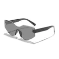 Retro irregular rimless cat-eye sunglasses with gradient grey lenses for outdoor style - Cat Eye Style (ZY807) / Black Frame Grey Lens