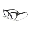 Elegant black cat-eye anti-blue light glasses with sparkling glitter accents on the frame - Black Frame (97268) / Black