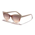 Stylish colorblock cat-eye sunglasses for women with brown gradient lenses and UV400 - Cat Eye Shape / Coffee White Patchwork (Brown Lens)
