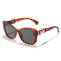 Elegant tortoiseshell cat-eye sunglasses for women with metal temple and pearl detail - Style C2 / Mixed Tortoise Gray Lens