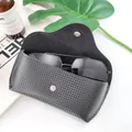Black carbon fiber texture glasses case with classic sunglasses inside - Straw Pattern Button Glasses Case