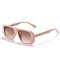 Stylish nude beige square sunglasses with gradient brown lenses for vintage street style look - Orange Pink / Tea Lens