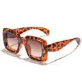 Occhiali da sole quadrati oversize per bambini con elegante stampa leopardata e lenti sfumate - Montatura Tartarugata Lenti Tè