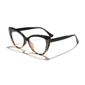 Elegant cat-eye blue light blocking glasses featuring black and tortoiseshell frames - Contrast Black Tortoise (97268) / Black & Tortoise / Tea Gradient