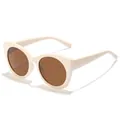 Lunettes de soleil tendance pour enfants en blanc crème avec verres bruns - Monture Beige Verres Thé