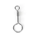 Minimalist retro metal spring keychain with engraved text in polished silver finish - Steel