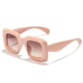 Grandi occhiali da sole quadrati per bambini con montatura rosa e lenti sfumate marroni - Montatura Rosa Arancio Lenti Sfumate Marroni
