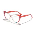 Elegant cat eye anti-blue light glasses with red gradient and glitter frame - Translucent Orange Red Style (97268) / Translucent Orange Red