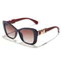 Elegant women's cat-eye sunglasses with blue frame red temples and gradient lenses - Style C4 / Blue/Red Temples/Tea Gradient