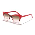 Fashionable red and tortoiseshell color-blocked cat-eye sunglasses with UV400 protection - Cat Eye Shape / Red Tortoise Patchwork (Brown Lens)